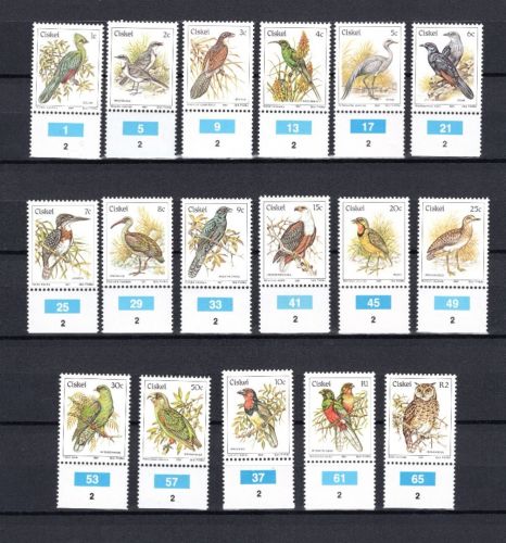 Ciskei MiNr. 5-21 mit Block 6 Vögel aus 1981/1991, alle postfrisch Tiere