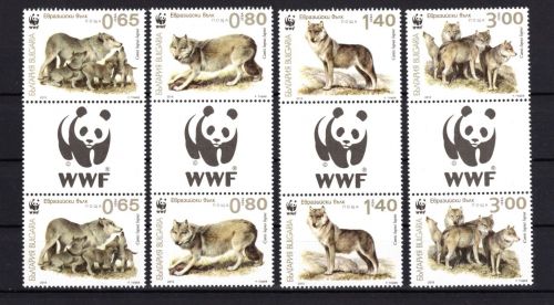 Bulgarien WWF MiNr. 5226-5229 Wölfe - Zwischenstegpaare postfrisch Tiere
