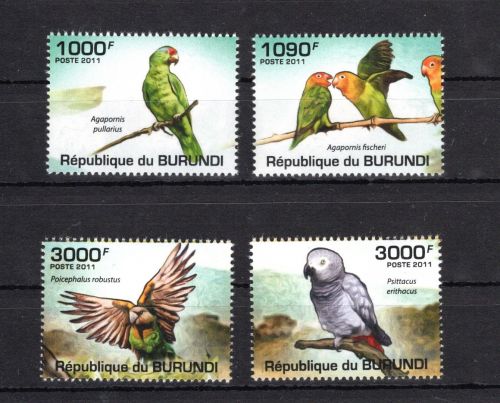 Burundi MiNr. 1974-1977 Papageien / Aras 2011, Satz postfrisch Tiere