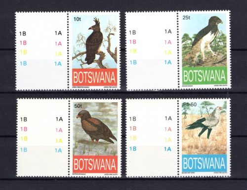Botswana MiNr. 553-556 Greifvögel und Block 64 Uhu Ansichtskarte Tiere