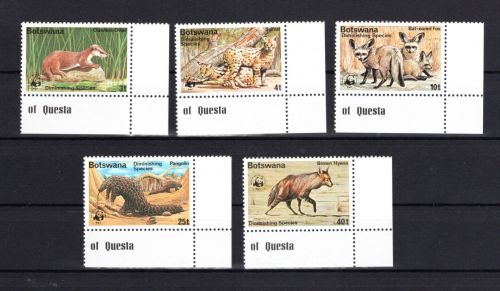 Botswana WWF MiNr. 182-186 Tiere Afrikas, Ecken Satz Ansichtskarte Tiere