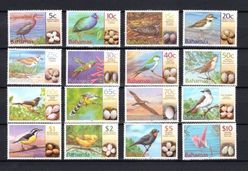 Bahamas MiNr. 1073-1088 Bedrohte Vögel 2001, Satz postfrisch Tiere