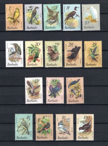 Barbados MiNr. 465-481 Bedrohte Vögel 17 Werte Satz postfrisch Tiere