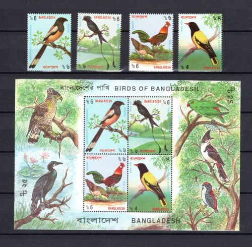 Bangladesch MiNr. 485-488 mit Block 21 Vögel postfrisch Tiere