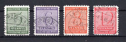 SBZ West-Sachsen MiNr. 120 X - 123 X gestempelt geprüft Ströh