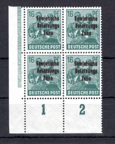 SBZ Allg. Ausgaben MiNr. 188 a DD postfrisch als 4er Block, geprüft Paul