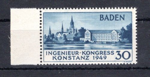 franz. Zone Baden MiNr. 46 II Bogenrand postfrisch geprüft Schlegel