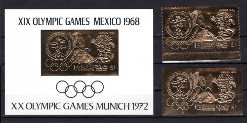 Sharjah Goldmarken MiNr. Block 41 B + 501 A/B postfrisch Olympiade 1972