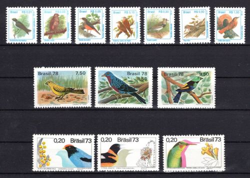 Brasilien MiNr. 1368ff Vögel, 3 Sätze 1973/78, alle postfrisch Tiere