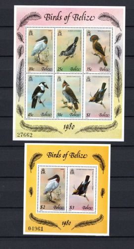 Belize MiNr. Block 18 und 19 Einheimische Vögel 1980, postfrisch Tiere