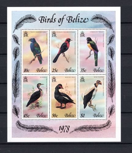 Belize MiNr. 384-389 als Block 4 Bedrohte Vögel, postfrisch Tiere