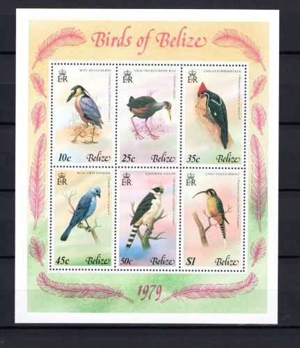 Belize MiNr. 402-407 als Block 5 Bedrohte Vögel 1979, postfrisch Tiere