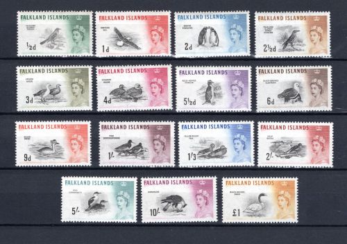 Falkland Inseln MiNr. 123-137 Vögel 1960, Satz postfrisch Tiere
