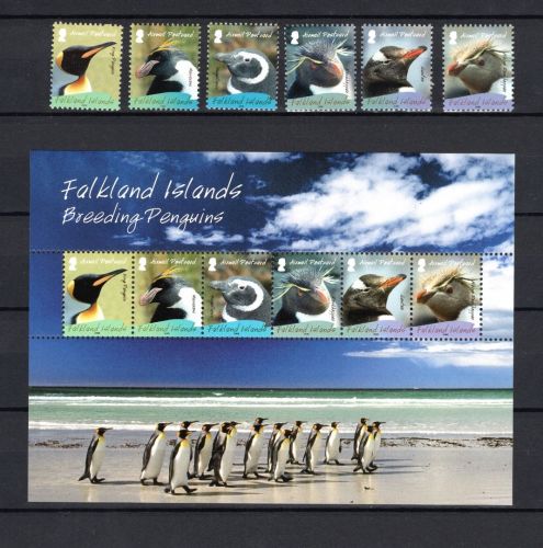 Falkland Inseln MiNr. 1055-1060 mit Block Pinguine, postfrisch Tiere