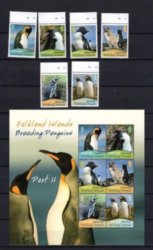 Falkland Inseln MiNr. 1118-1123 mit Block 43 Pinguine postfrisch Tiere