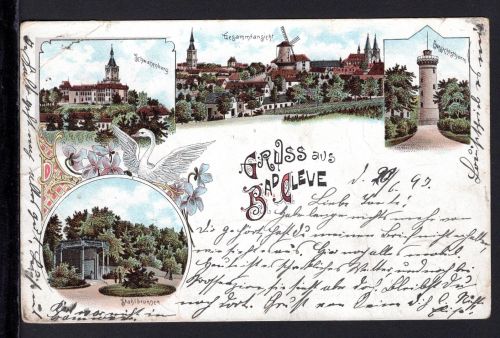 AK Cleve (Kleve) NRW 1897 Stahlbrunnen, Aussichtsturm, Schwanenburg