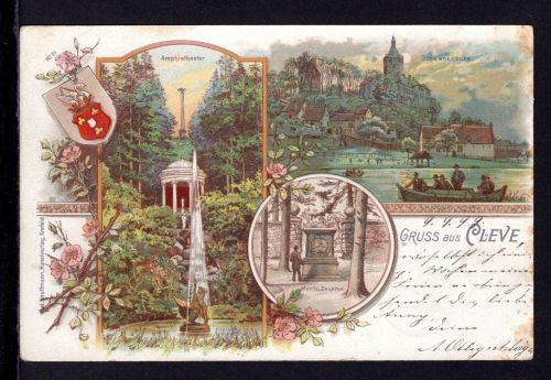 AK Cleve (Kleve) NRW 1899 Moritz Denkmal, Amphietheater, Schwanenburg