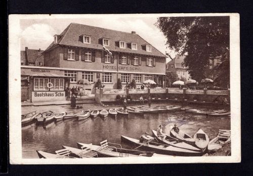 AK Cleve (Kleve) NRW um 1920 Hotel-Cafe Scho mit Bootsanleger