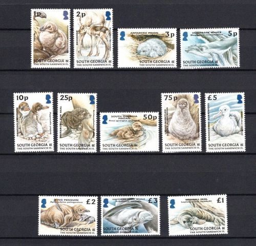 Süd-Georgien MiNr. 390-401 Tierkinder Vögel Robben Wal postfrisch Tiere