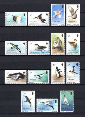 Süd-Georgien MiNr. 150-164 Seevögel, Satz postfrisch Tiere