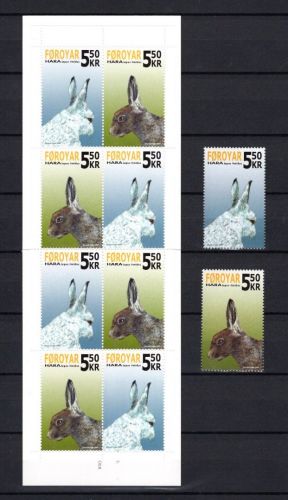 Färöer MiNr. 526-527 mit MH 25 Schneehase, alles postfrisch Tiere