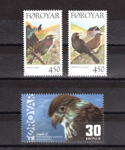 Färöer MiNr. 332-333 und 435 Singvögel / Greifvögel postfrisch Tiere