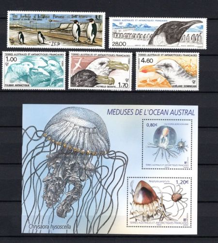 franz. Antarktis Gebiete TERRES MiNr. Pinguin Quallen postfrisch Tiere