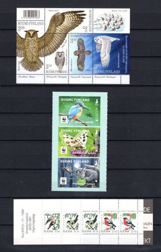 Finnland MiNr. Eulen Uhu Eisvogel und MH Meisen / Gimpel postfrisch Tiere