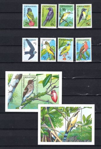 Grenada Grenadinen MiNr. 1309-1616 mit 2 Blöcken Vögel, postfrisch Tiere