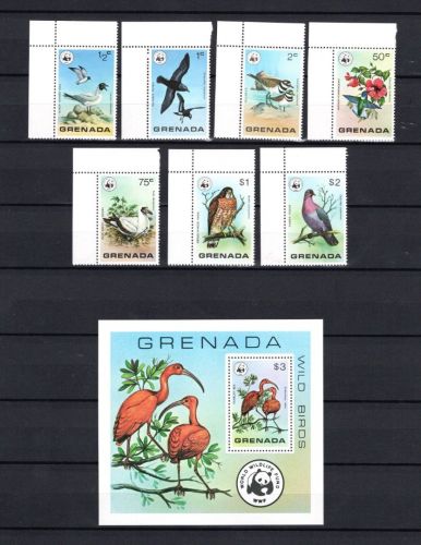 Grenada WWF MiNr. 881-887 mit Block 70 Vögel postfrisch Tiere