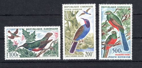 Gabun MiNr. 187-189 Heimische Vögel, Satz postfrisch Tiere