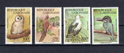 Gabun MiNr. 1128-1131 Greifvögel Eule Eisvogel postfrisch Tiere