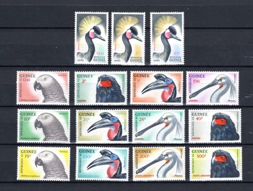 Guinea MiNr. 149-163 Heimische Vögel, Satz postfrisch Tiere