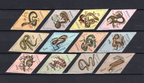 Guinea MiNr. 306-317 Schlangen, Satz postfrisch Tiere