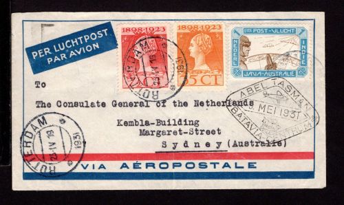 Niederlande Erstflugbeleg Niederlande-Australien 25. April 1931
