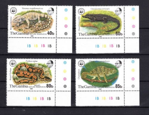 Gambia WWF MiNr. 430-433 Kriechtiere Amphibien, Satz postfrisch Tiere