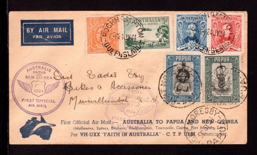 Australien Erstflugbeleg Australien-Papua Neuguinea-Australien 6. Juli 34