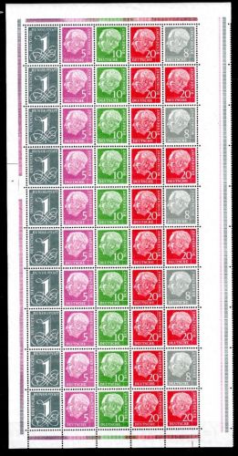 Bund MHB 5 Y II Bogenteil postfrisch 5 x H-Bl. 8 Y II