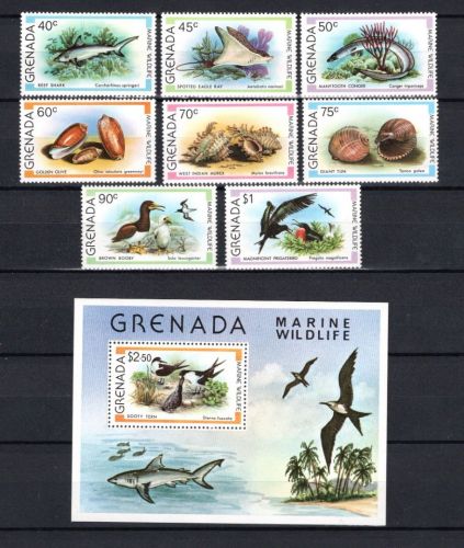 Grenada MiNr. 974-981 mir Block 84 Meerestiere postfrisch Tiere