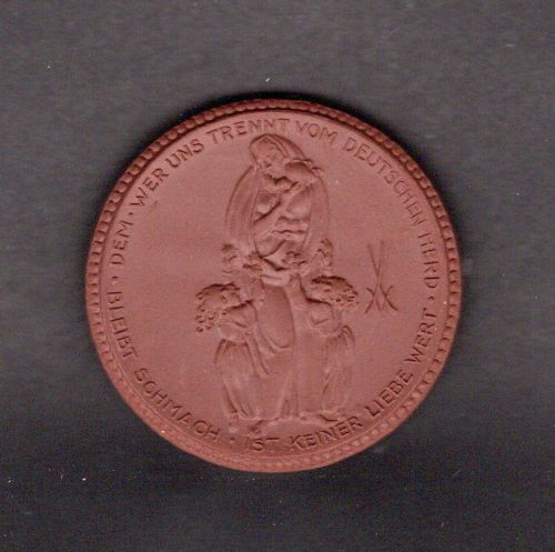 Medaille 1921 Oberschlesiens Dank, Steingut