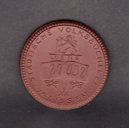 Medaille Städt. Volksbücherei Meissen Los Nr. 27032, Steingut