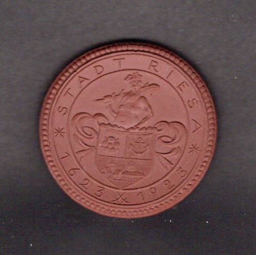 Medaille 1923 300 Jahre Stadt Riesa, Steingut
