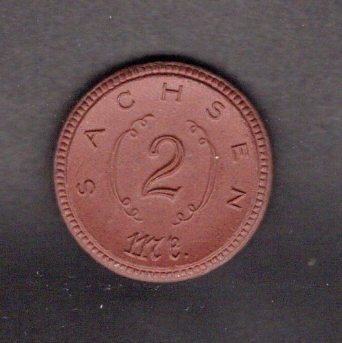 Sachsen 1921 2 Mark, Steingut Meissen