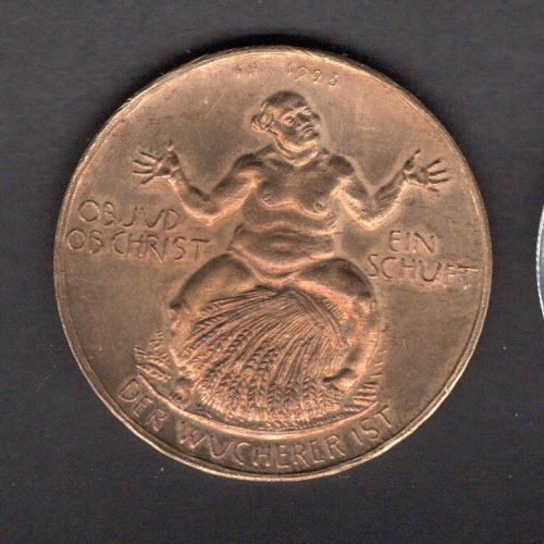 Weimar 1923 Spott-Medaille "Der Wucherer", Bronze