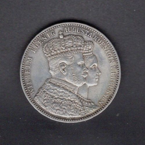 Preussen 1861 Krönungstaler Wilhelm und Augusta vz-st