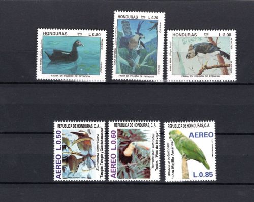 Honduras MiNr. 1049-1052 + 1217-1219 Vögel, 2 Sätze postfrisch Tiere