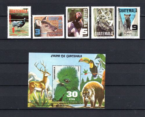 Guatemala MiNr. 1124-1128 mit Block 30 Heimische Tiere postfrisch Tiere