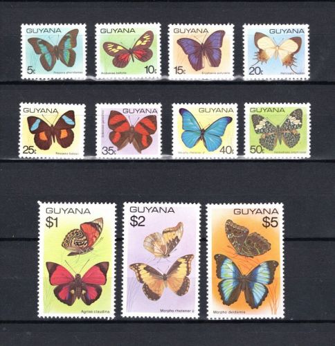 Guyana MiNr. 542-552 Insekten und Schmetterlinge, Satz postfrisch Tiere