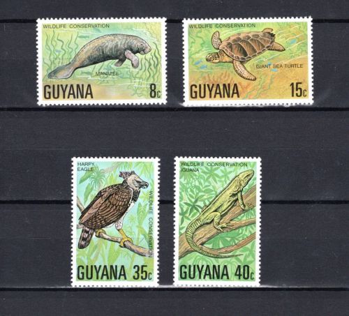 Guyana MiNr. 530-533 Geschützte Tiere, Satz postfrisch Tiere