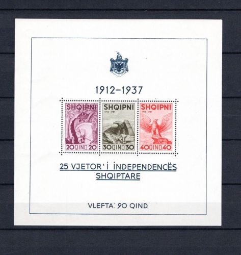 Albanien MiNr. Block 1 Unabhängigkeit Adler Pferd 1937 postfrisch Tiere